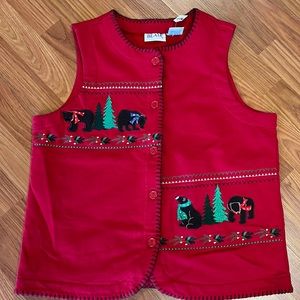 Blair Vintage Red Holiday Christmas Vest Medium